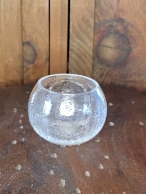 Clear Crackle Glass Votive Candle Holder